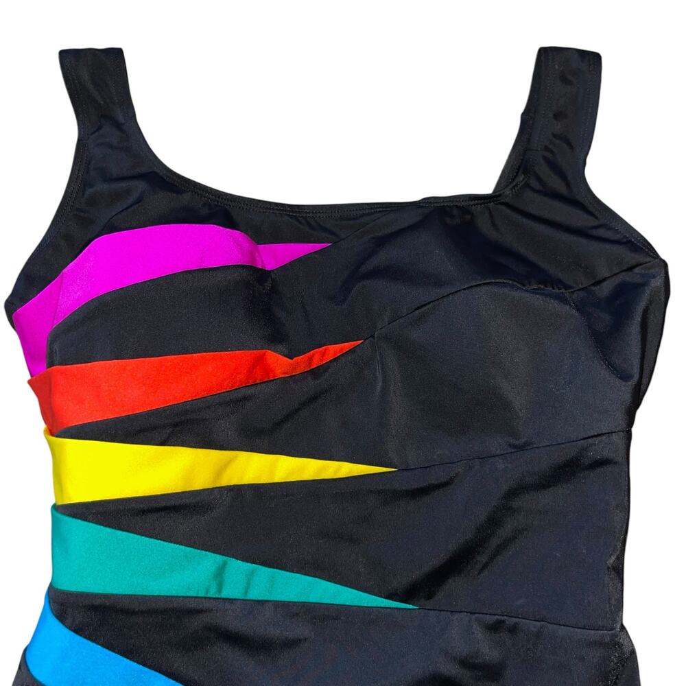 Longitude Rainbow Sunburst One Piece Swimsuit Tummy Control Shapewear - Picture 3 of 10